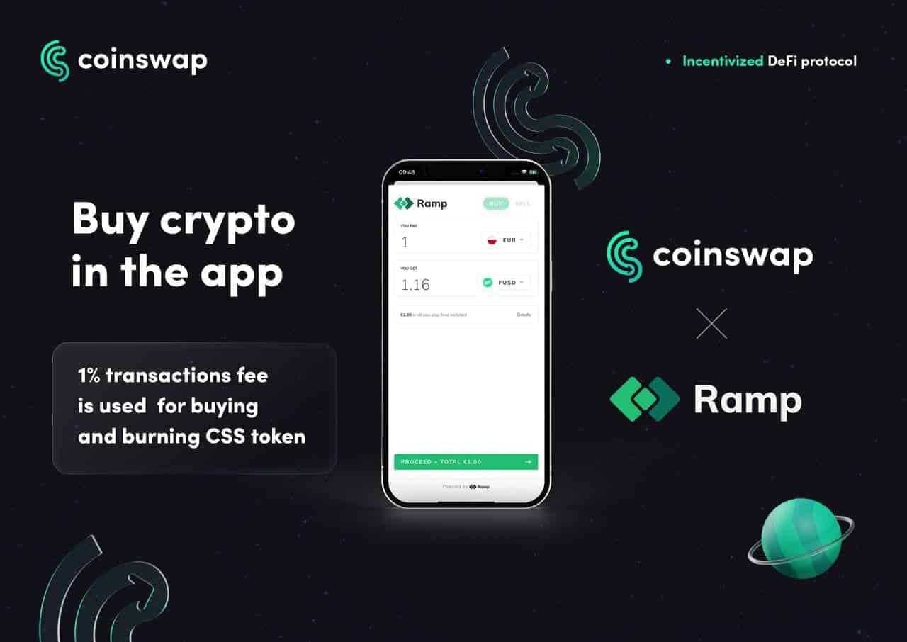 Coinswap-space-first-dex-to-provide-crypto-purchases-directly-onto-any-non-custodial-wallet-via-ramp-network