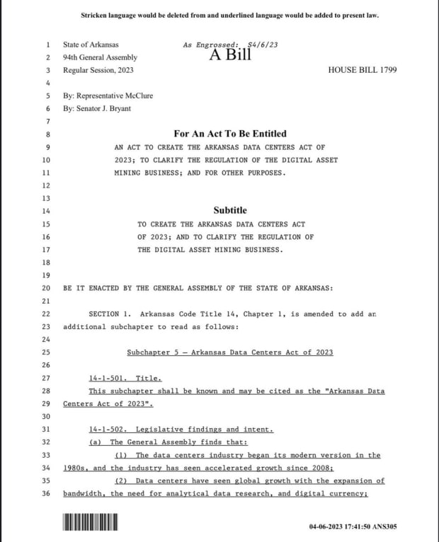 Arkansas-house-and-senate-pass-bill-protecting-right-to-mine-bitcoin,-goes-to-governor-for-approval