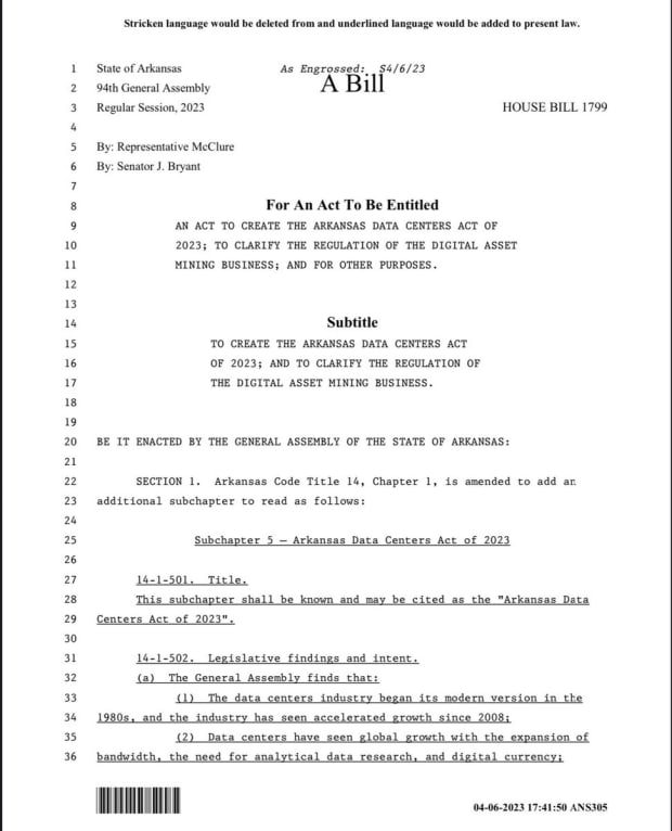 Arkansas-house-and-senate-pass-bill-protecting-right-to-mine-bitcoin,-goes-to-governor-for-approval
